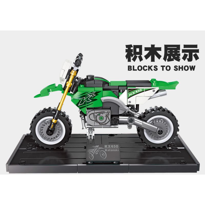 JIESTAR 92301 non  XE MÔ TÔ KAWASAKI KX450 bộ đồ chơi xếp lắp ráp ghép mô hình 229 khối