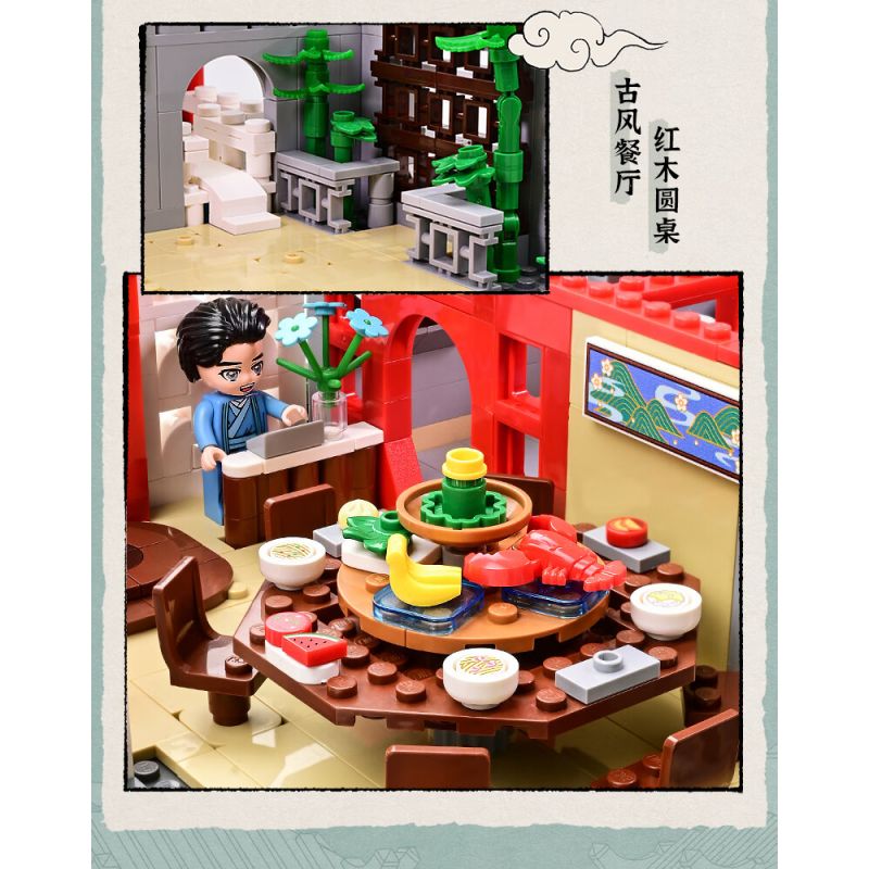 KEEPPLEY K18003 18003 non  VƯỜN HERMECCA bộ đồ chơi xếp lắp ráp ghép mô hình Modular Buildings NEW CHINESE STYLE STREETSCAPE Mô Hình Nhà Cửa 1962 khối