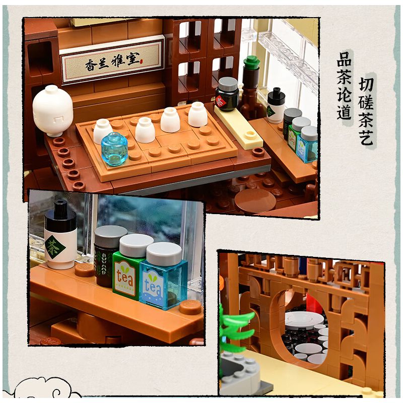 KEEPPLEY K18003 18003 non  VƯỜN HERMECCA bộ đồ chơi xếp lắp ráp ghép mô hình Modular Buildings NEW CHINESE STYLE STREETSCAPE Mô Hình Nhà Cửa 1962 khối