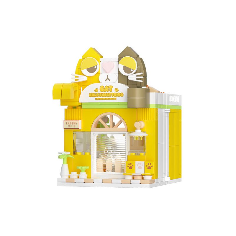 WEKKI 516603 non Lego CÓ MỘT BỨC TRANH LỚN CỬA HÀNG MÈO MÀU CAM bộ đồ chơi xếp lắp ráp ghép mô hình Creator CAT RULE EVERYTHING Sáng Tạo 280 khối