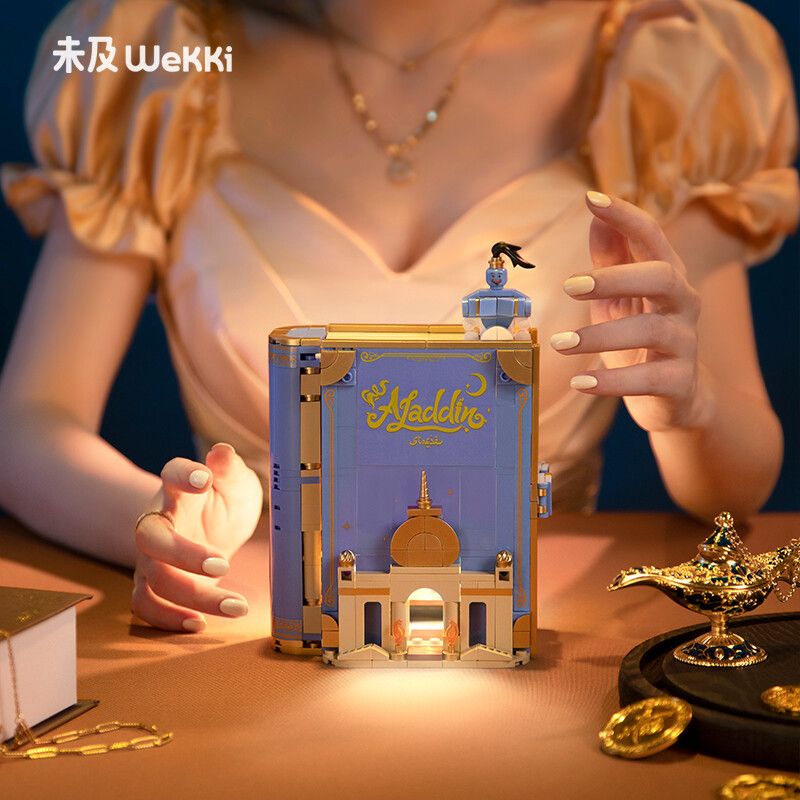 WEKKI 506182 non  CHUYẾN THAM QUAN ĐÊM TUYỆT VỜI ALADDIN bộ đồ chơi xếp lắp ráp ghép mô hình Disney Princess ALADDIN LAMP Công Chúa 602 khối