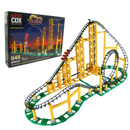 CDX 004 non  TÀU LƯỢN SAIWEI bộ đồ chơi xếp lắp ráp ghép mô hình SIDEWINDER ROLLER COASTER 848 khối