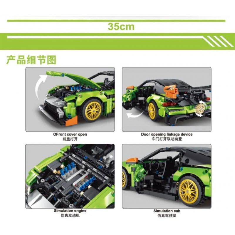 TA GAOLE T2041 2041 non  THẦN MẶT TRỜI GREEN GOBLIN ROADSTER tỷ lệ 1:14 bộ đồ chơi xếp lắp ráp ghép mô hình  TECHNOLOGY SUPER RACING Kỹ Thuật Công Nghệ Cao Mô Hình Phương Tiện 1381 khối