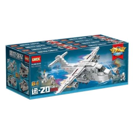 LWCK 90060 non  8 TỔ HỢP MÁY BAY VẬN TẢI YUN-20 bộ đồ chơi xếp lắp ráp ghép mô hình Flourishing Age Strengthen The Army Y-20 TRANSPORT AVIATION 991 khối