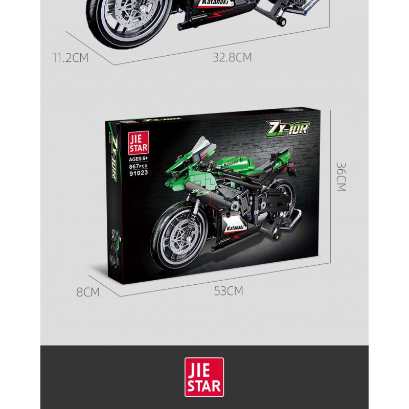 JIESTAR 91023 non  KAWASAKI NINJA ZX-10R tỷ lệ 1:14 bộ đồ chơi xếp lắp ráp ghép mô hình  Kỹ Thuật Công Nghệ Cao Mô Hình Phương Tiện 867 khối