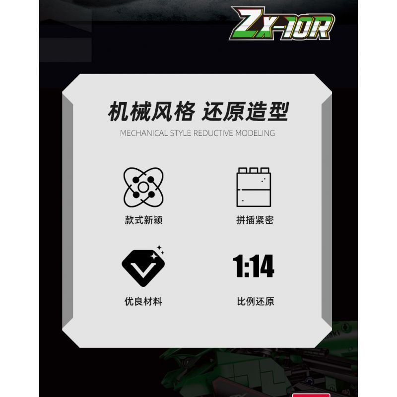 JIESTAR 91023 non  KAWASAKI NINJA ZX-10R tỷ lệ 1:14 bộ đồ chơi xếp lắp ráp ghép mô hình  Kỹ Thuật Công Nghệ Cao Mô Hình Phương Tiện 867 khối