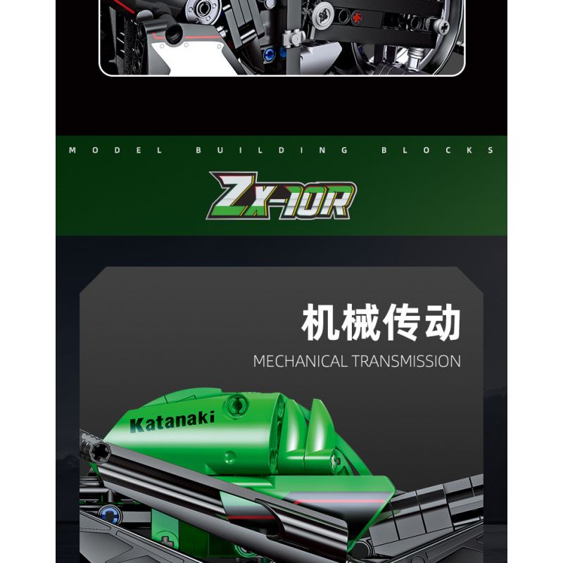 JIESTAR 91023 non  KAWASAKI NINJA ZX-10R tỷ lệ 1:14 bộ đồ chơi xếp lắp ráp ghép mô hình  Kỹ Thuật Công Nghệ Cao Mô Hình Phương Tiện 867 khối