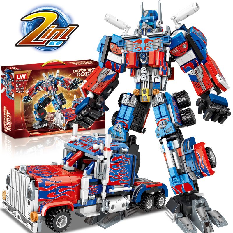 LW 7043 non Lego ROBOT PHÁ HỦY OPTIMUS PRIME bộ đồ chơi xếp lắp ráp ghép mô hình Transformers DEFORMATION ROBOT Robot Đại Chiến Người Máy Biến Hình 553 khối