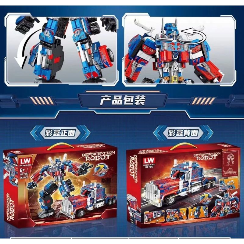 LW 7043 non  ROBOT PHÁ HỦY OPTIMUS PRIME bộ đồ chơi xếp lắp ráp ghép mô hình Transformers DEFORMATION ROBOT Robot Đại Chiến Người Máy Biến Hình 553 khối