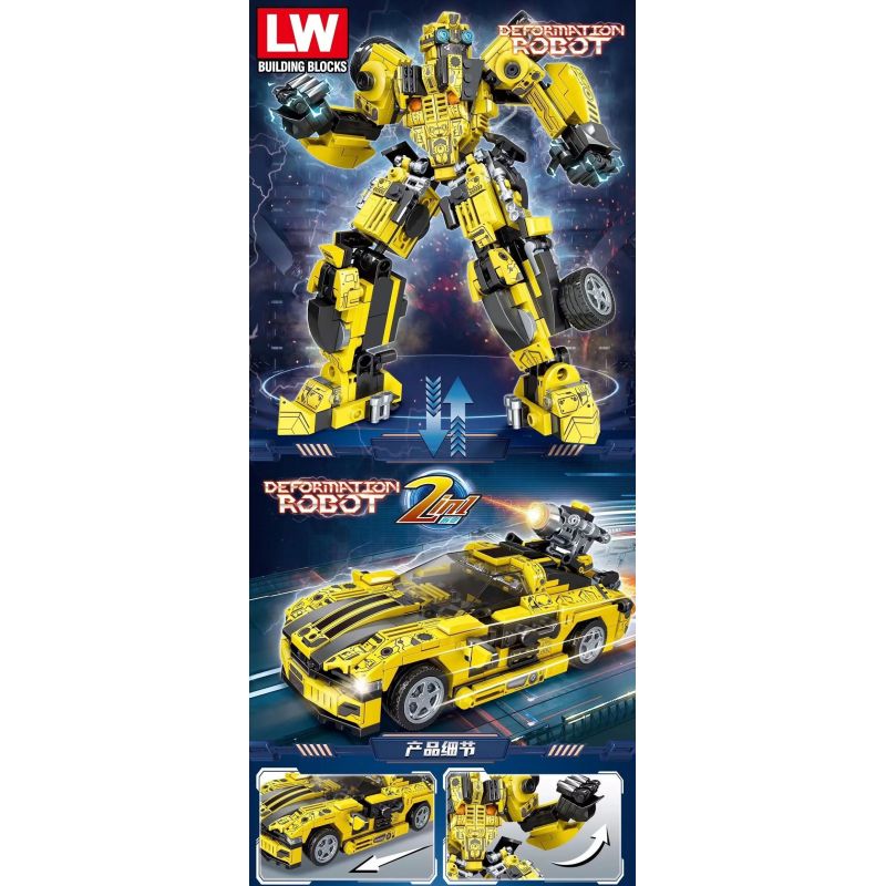 LW 7042 non  ROBOT PHÁ HỦY BUMBLEBEE bộ đồ chơi xếp lắp ráp ghép mô hình Transformers DEFORMATION ROBOT Robot Đại Chiến Người Máy Biến Hình 528 khối