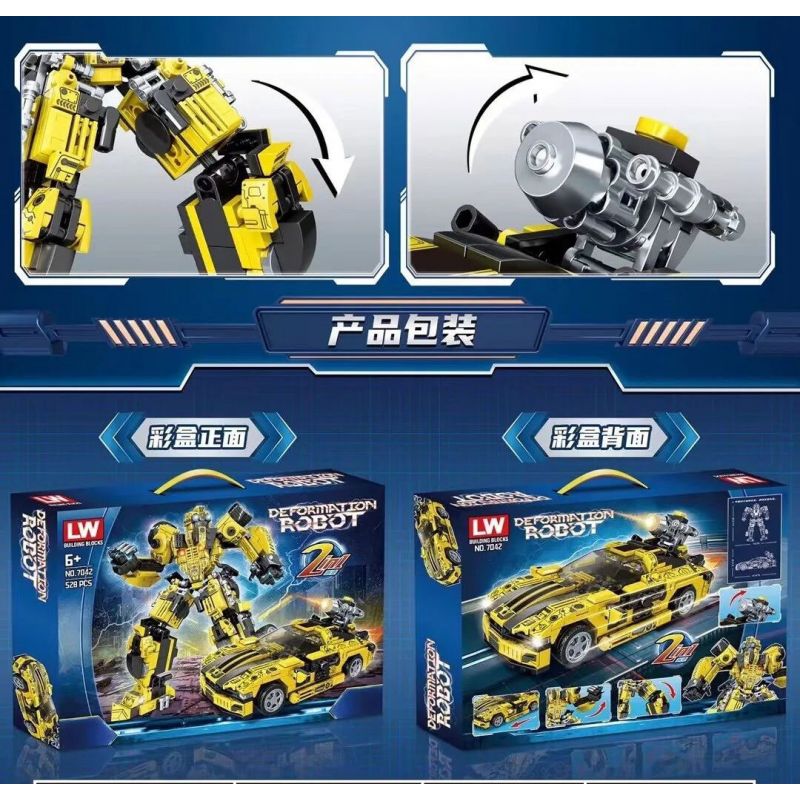 LW 7042 non  ROBOT PHÁ HỦY BUMBLEBEE bộ đồ chơi xếp lắp ráp ghép mô hình Transformers DEFORMATION ROBOT Robot Đại Chiến Người Máy Biến Hình 528 khối