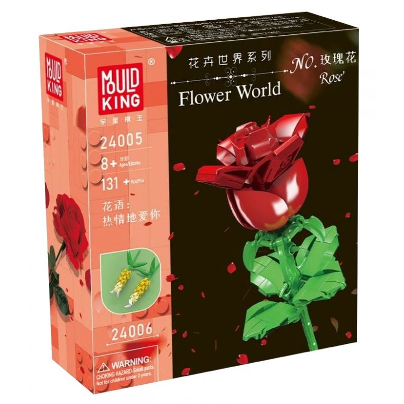 MouldKing 24005 Mould King 24005 non  HOA HỒNG bộ đồ chơi xếp lắp ráp ghép mô hình Flowers FLOWER WORLD ROSE 131 khối