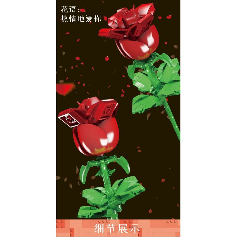 MouldKing 24005 Mould King 24005 non  HOA HỒNG bộ đồ chơi xếp lắp ráp ghép mô hình Flowers FLOWER WORLD ROSE 131 khối