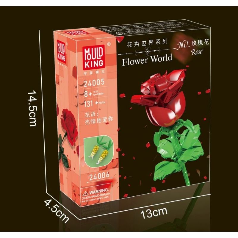 MouldKing 24005 Mould King 24005 non  HOA HỒNG bộ đồ chơi xếp lắp ráp ghép mô hình Flowers FLOWER WORLD ROSE 131 khối