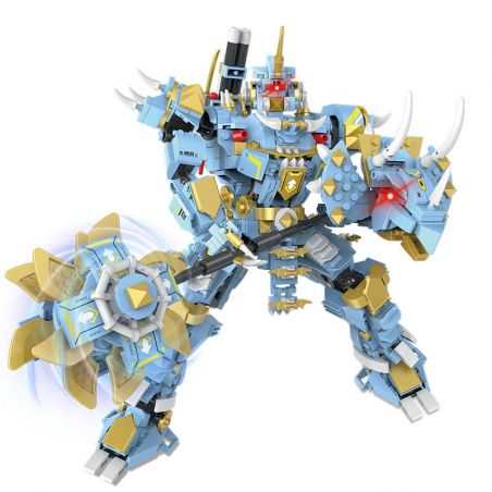 DOUBLE HEIGHT 50502 non  DÒNG KHỦNG LONG MECHA CÓ VŨ TRANG TYRANNOSAURUS BỌC THÉP bộ đồ chơi xếp lắp ráp ghép mô hình 778 khối