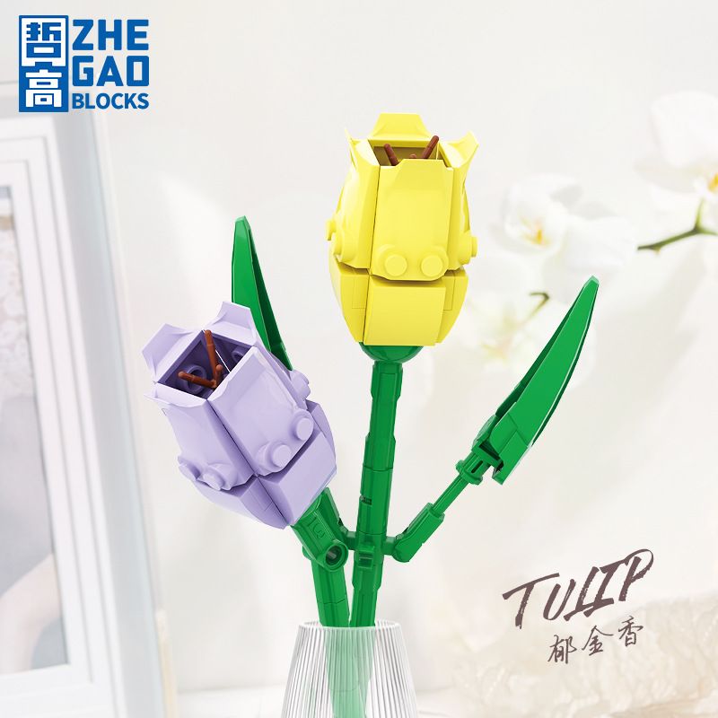 ZHEGAO DS1004 1004 non Lego HOA TULIP bộ đồ chơi xếp lắp ráp ghép mô hình 92 khối