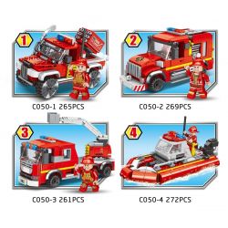 MINGDI C050 non  LÍNH CỨU HỎA bộ đồ chơi xếp lắp ráp ghép mô hình Fire Rescure 1067 khối