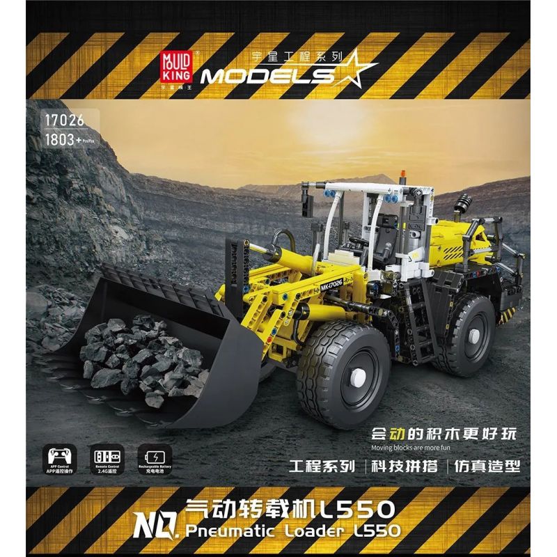 MouldKing 17026 Mould King 17026 non  MÁY XÚC LẬT THỦY TĨNH LIEBHERR L550 KHÍ NÉN bộ đồ chơi xếp lắp ráp ghép mô hình  PNEUMATIC LOADER L550 Kỹ Thuật Công Nghệ Cao Mô Hình Phương Tiện 1803 khối