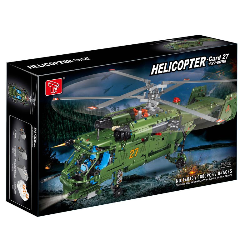 TA GAOLE T4013 4013 non  THẺ 27 - MÁY BAY TRỰC THĂNG bộ đồ chơi xếp lắp ráp ghép mô hình  KA-27 HELICOPTER Kỹ Thuật Công Nghệ Cao Mô Hình Phương Tiện 1800 khối