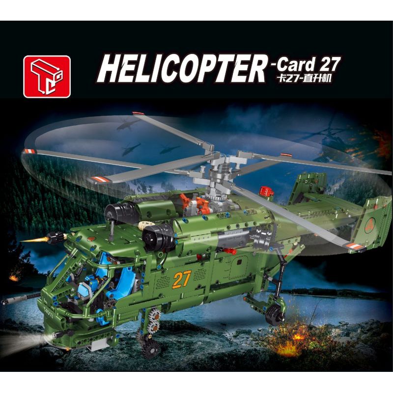 TA GAOLE T4013 4013 non  THẺ 27 - MÁY BAY TRỰC THĂNG bộ đồ chơi xếp lắp ráp ghép mô hình  KA-27 HELICOPTER Kỹ Thuật Công Nghệ Cao Mô Hình Phương Tiện 1800 khối