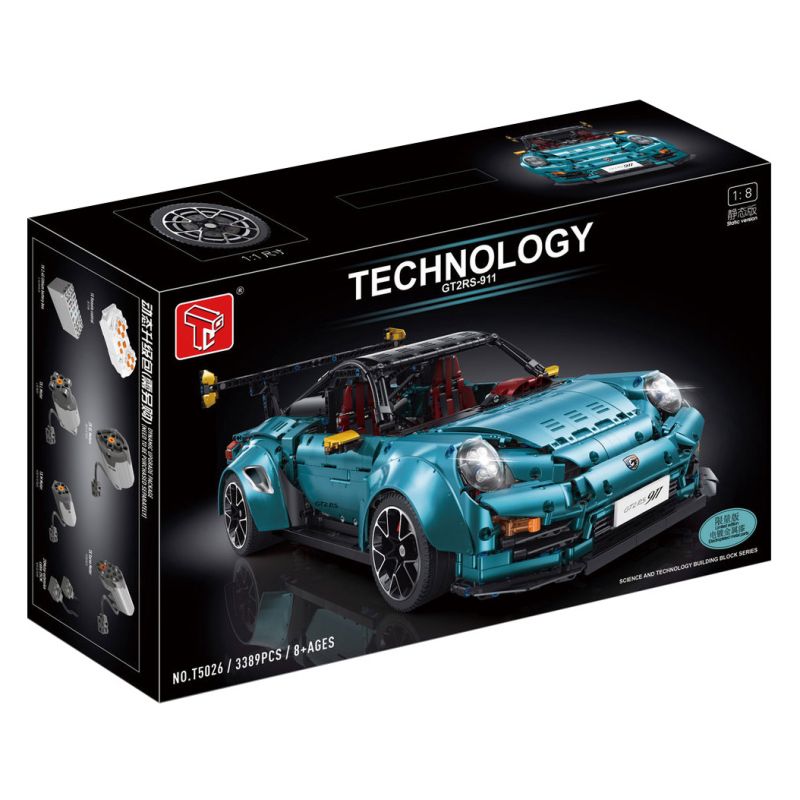 10560 TA GAOLE T5026A 5026A T5026B 5026B non  PORSCHE 911 GT2 1:8 tỷ lệ 1:8 bộ đồ chơi xếp lắp ráp ghép mô hình  GT2RS-911 Kỹ Thuật Công Nghệ Cao Mô Hình Phương Tiện 3389 khối