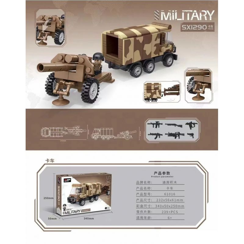 Decool 61016 Jisi 61016 non Lego XE TẢI QUÂN SỰ bộ đồ chơi xếp lắp ráp ghép mô hình Military Army MILITARY SX2190 TRUCK Quân Sự Bộ Đội 299 khối