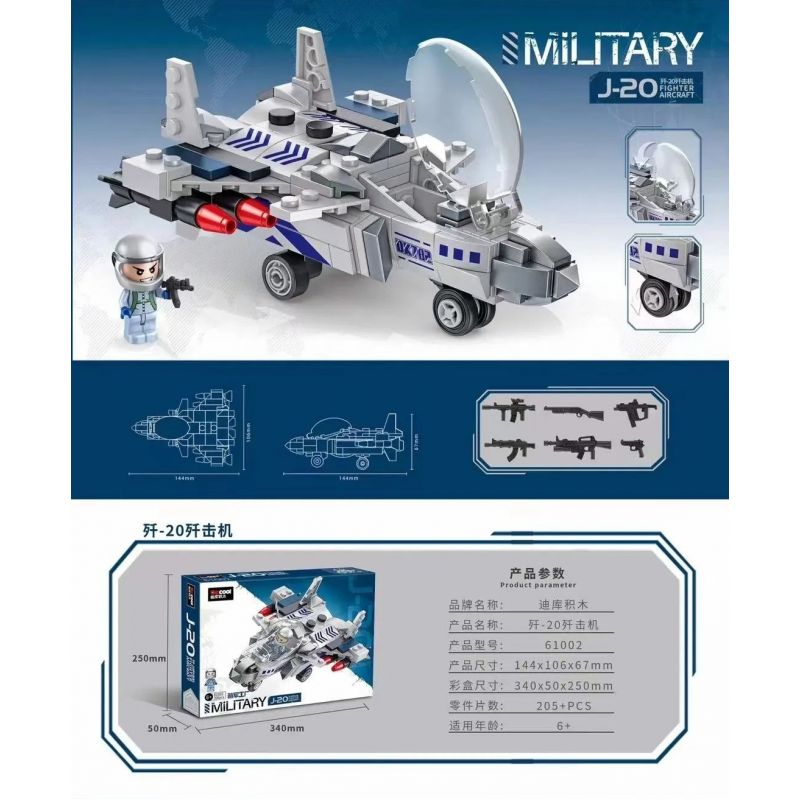Decool 61002 Jisi 61002 non Lego MÁY BAY CHIẾN ĐẤU J-20 bộ đồ chơi xếp lắp ráp ghép mô hình Military Army MILITARY J-20 FIGHTER AIRCRAFT Quân Sự Bộ Đội 205 khối