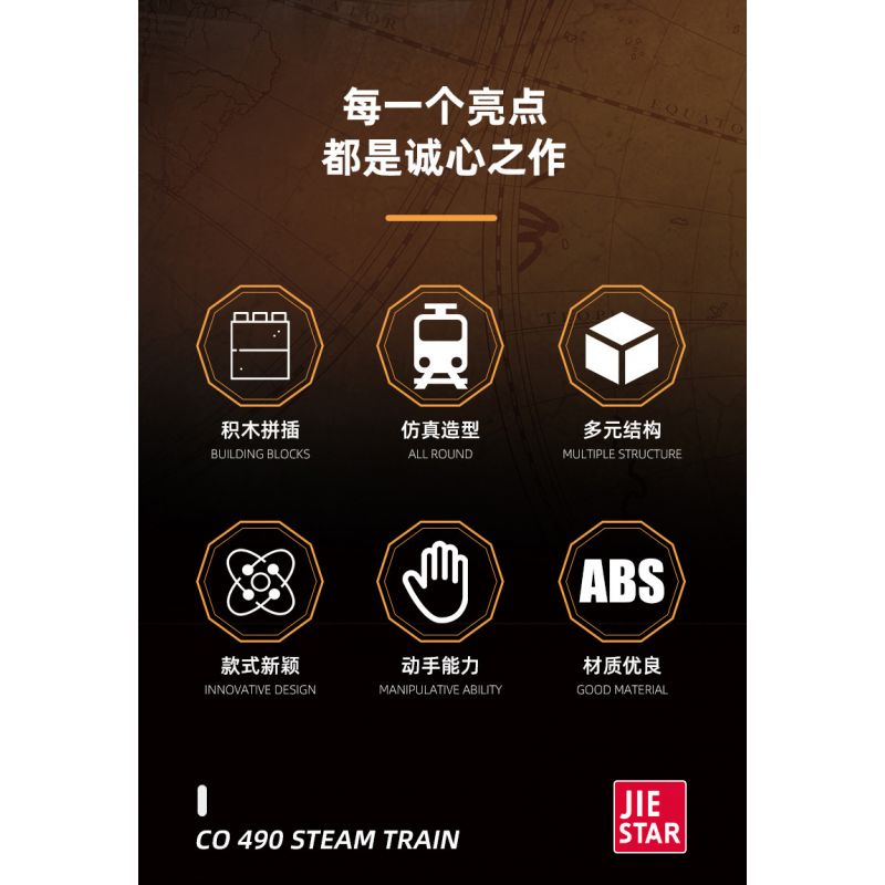 JIESTAR 59021 non  CHESAPEAKE VÀ OHIO RAILROAD ĐẦU MÁY HƠI NƯỚC HUDSON SỐ 490 bộ đồ chơi xếp lắp ráp ghép mô hình Creator Expert CO 490 STEAM TRAIN Chuyên Gia Sáng Tạo 808 khối