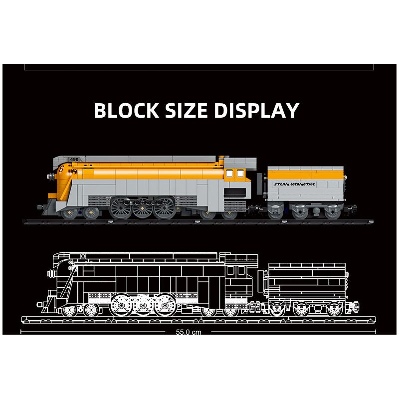 JIESTAR 59021 non  CHESAPEAKE VÀ OHIO RAILROAD ĐẦU MÁY HƠI NƯỚC HUDSON SỐ 490 bộ đồ chơi xếp lắp ráp ghép mô hình Creator Expert CO 490 STEAM TRAIN Chuyên Gia Sáng Tạo 808 khối