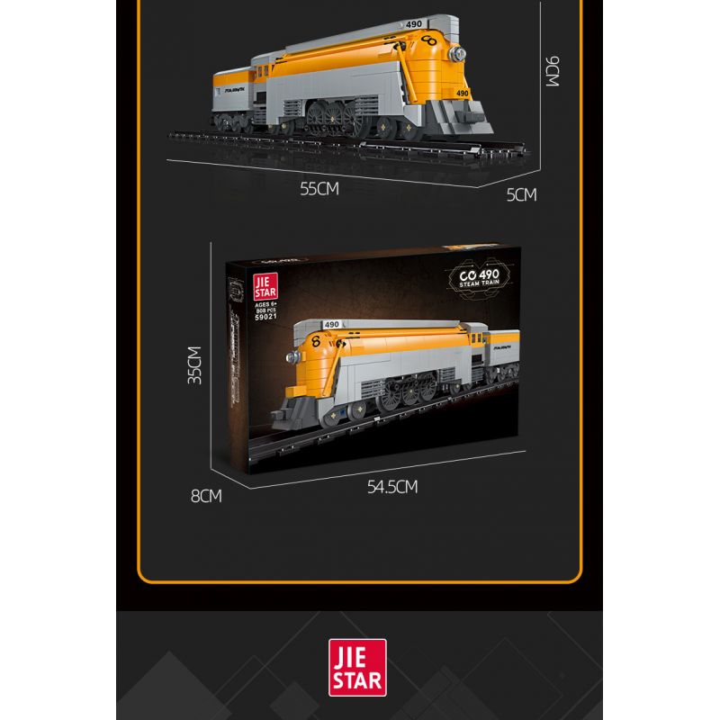 JIESTAR 59021 non  CHESAPEAKE VÀ OHIO RAILROAD ĐẦU MÁY HƠI NƯỚC HUDSON SỐ 490 bộ đồ chơi xếp lắp ráp ghép mô hình Creator Expert CO 490 STEAM TRAIN Chuyên Gia Sáng Tạo 808 khối