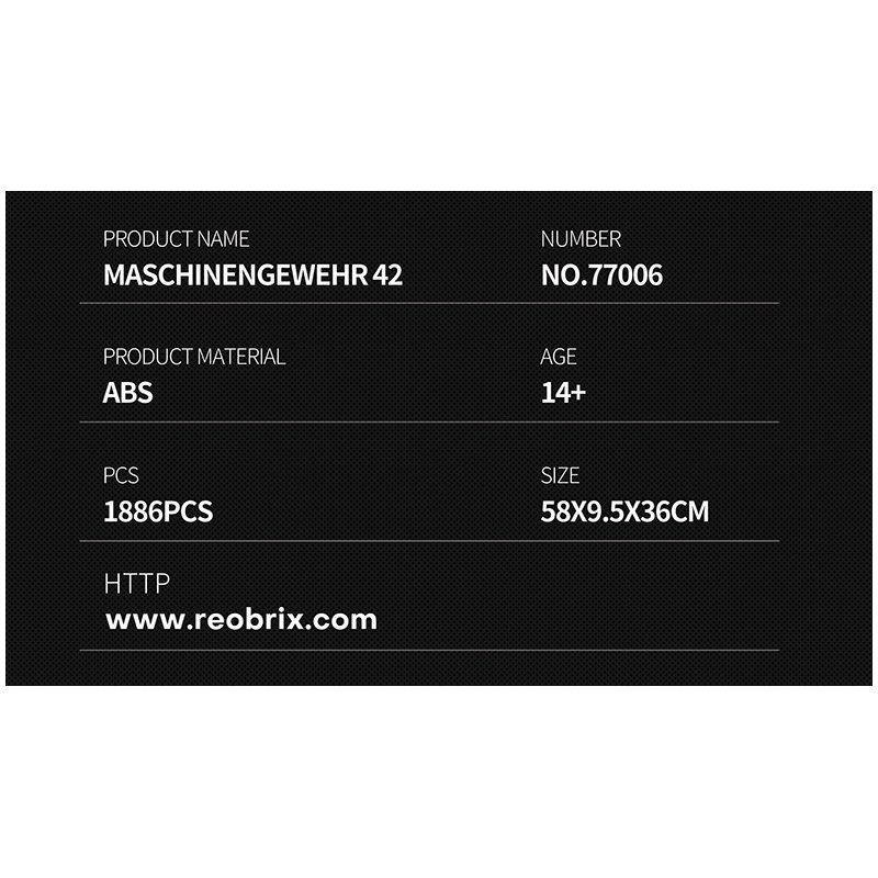 REOBRIX 77006 non  SÚNG MÁY ĐA NĂNG MG-42 bộ đồ chơi xếp lắp ráp ghép mô hình Gun MASCHINENGEWEHR 42 1886 khối