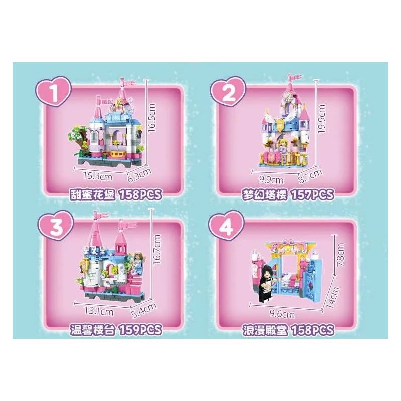 WOMA C0260 0260 non  LÂU ĐÀI BÉ GÁI 4 TRONG 1 bộ đồ chơi xếp lắp ráp ghép mô hình  Các Bạn Gái 632 khối