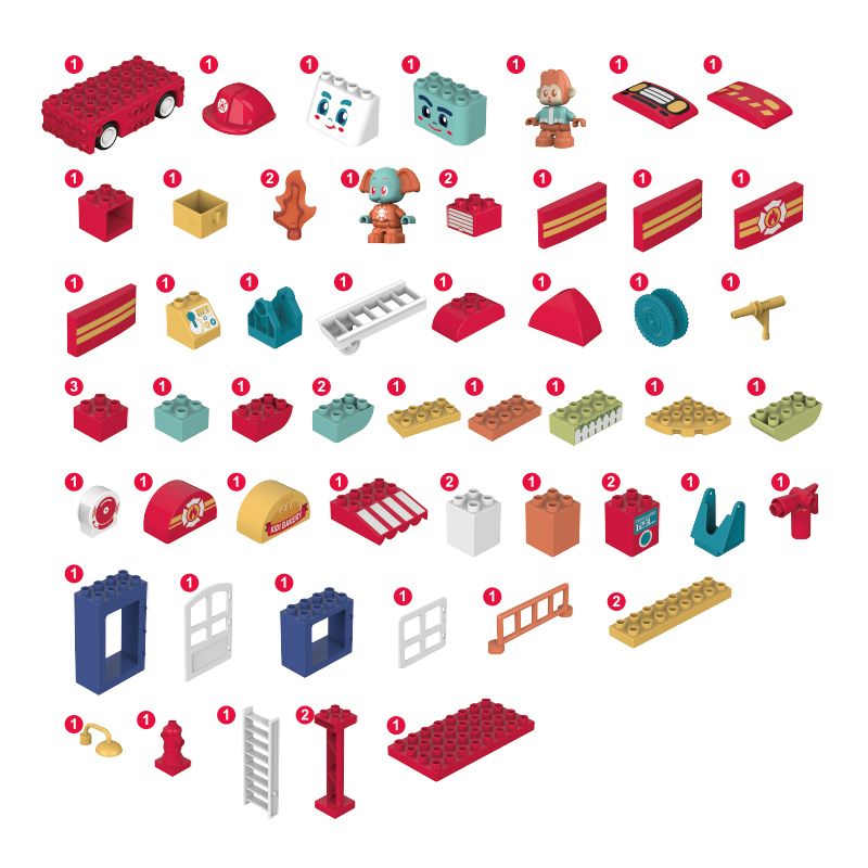 JAKI BT0003-2 0003-2 non  SỞ CỨU HỎA KEELER bộ đồ chơi xếp lắp ráp ghép mô hình 60 khối