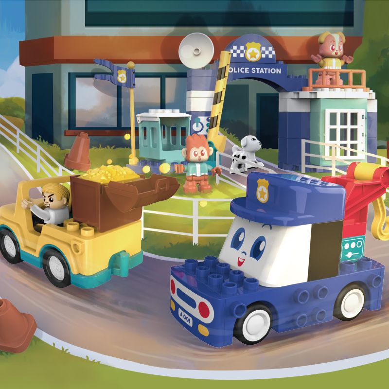 JAKI BT0003-1 0003-1 non  SỞ CẢNH SÁT LỐC XOÁY bộ đồ chơi xếp lắp ráp ghép mô hình 58 khối