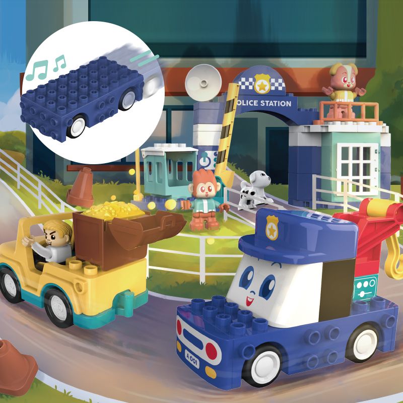 JAKI BT0003-1 0003-1 non  SỞ CẢNH SÁT LỐC XOÁY bộ đồ chơi xếp lắp ráp ghép mô hình 58 khối