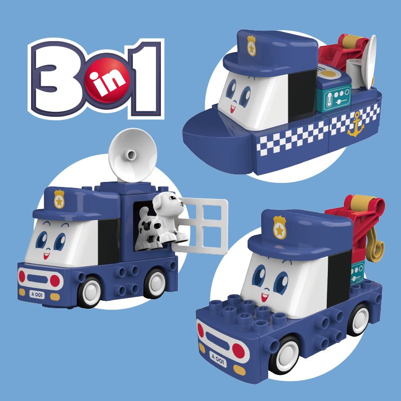 JAKI BT0003-1 0003-1 non  SỞ CẢNH SÁT LỐC XOÁY bộ đồ chơi xếp lắp ráp ghép mô hình 58 khối