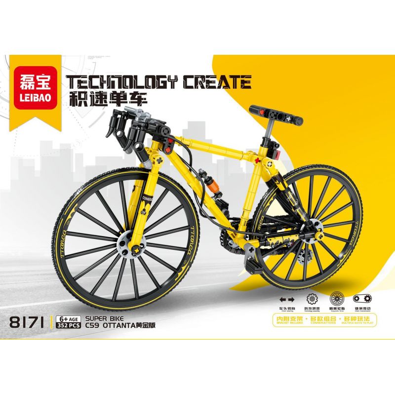 LEIBAO 8171 non  XE ĐẠP TỐC ĐỘ C59 OTTANTA GOLD EDITION bộ đồ chơi xếp lắp ráp ghép mô hình  Kỹ Thuật Công Nghệ Cao Mô Hình Phương Tiện 352 khối