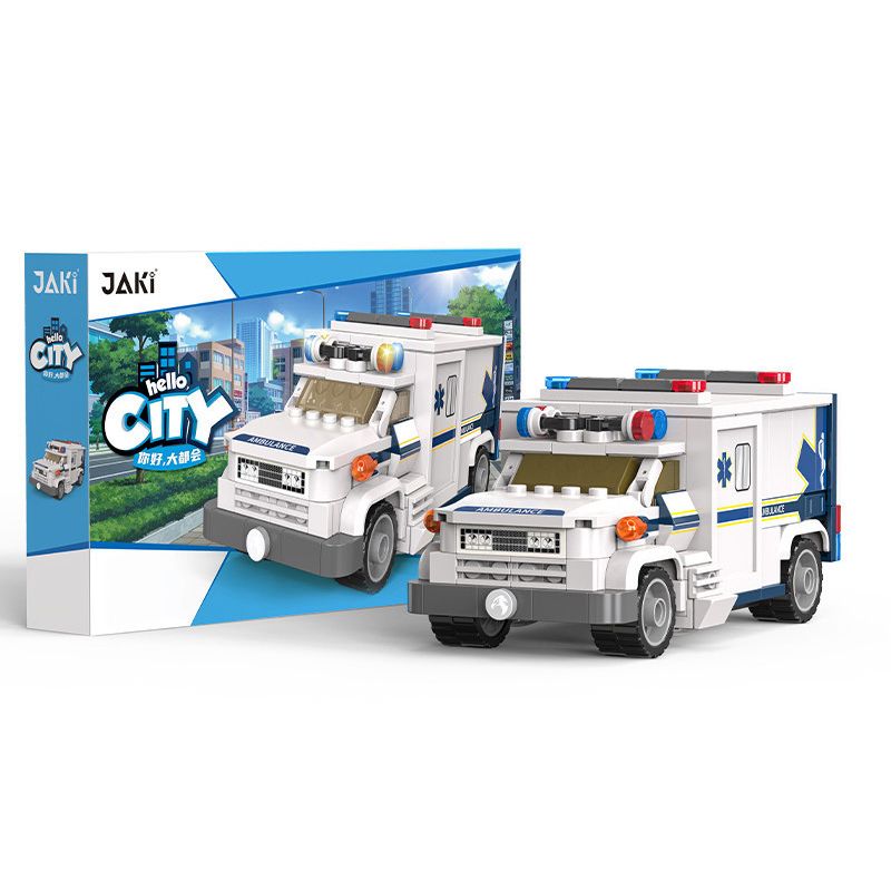 JAKI JK9211 9211 non  XE CỨU THƯƠNG bộ đồ chơi xếp lắp ráp ghép mô hình City HELLO CITY Thành Phố 253 khối