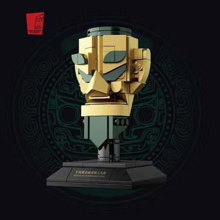 HELLO HISTORY BXD-20-1 20-1 BXD20-1 non  ĐẦU ĐỒNG SANXINGDUI VỚI MẶT VÀNG ĐỈNH PHẲNG bộ đồ chơi xếp lắp ráp ghép mô hình BRONZE HEAD WITH GOLD MASK 100 khối