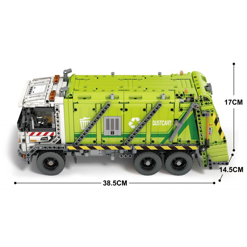 REOBRIX 22022 non  XE RÁC NÉN bộ đồ chơi xếp lắp ráp ghép mô hình  COMPRESSED GARBAGE TRUCK Kỹ Thuật Công Nghệ Cao Mô Hình Phương Tiện 1488 khối