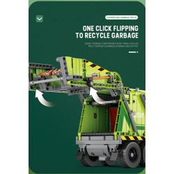 REOBRIX 22022 non  XE RÁC NÉN bộ đồ chơi xếp lắp ráp ghép mô hình  COMPRESSED GARBAGE TRUCK Kỹ Thuật Công Nghệ Cao Mô Hình Phương Tiện 1488 khối
