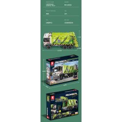 REOBRIX 22022 non  XE RÁC NÉN bộ đồ chơi xếp lắp ráp ghép mô hình  COMPRESSED GARBAGE TRUCK Kỹ Thuật Công Nghệ Cao Mô Hình Phương Tiện 1488 khối