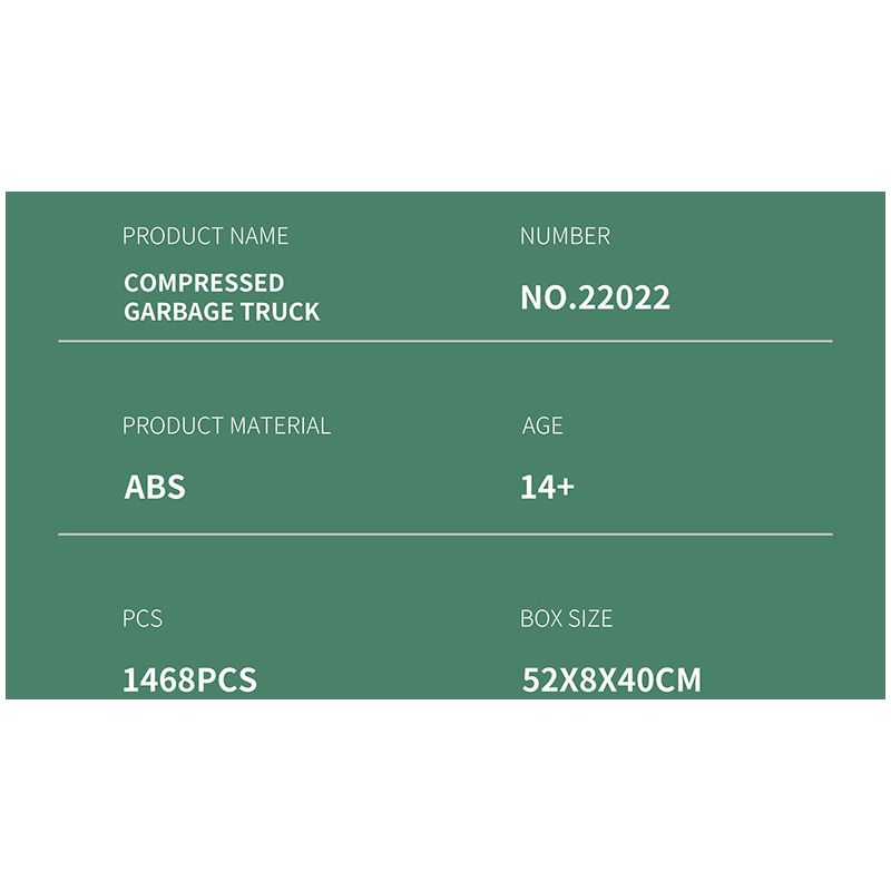 REOBRIX 22022 non  XE RÁC NÉN bộ đồ chơi xếp lắp ráp ghép mô hình  COMPRESSED GARBAGE TRUCK Kỹ Thuật Công Nghệ Cao Mô Hình Phương Tiện 1488 khối