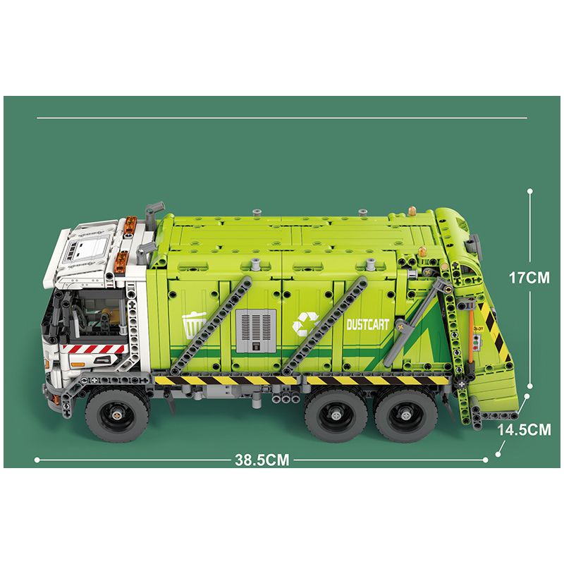 REOBRIX 22022 non  XE RÁC NÉN bộ đồ chơi xếp lắp ráp ghép mô hình  COMPRESSED GARBAGE TRUCK Kỹ Thuật Công Nghệ Cao Mô Hình Phương Tiện 1488 khối
