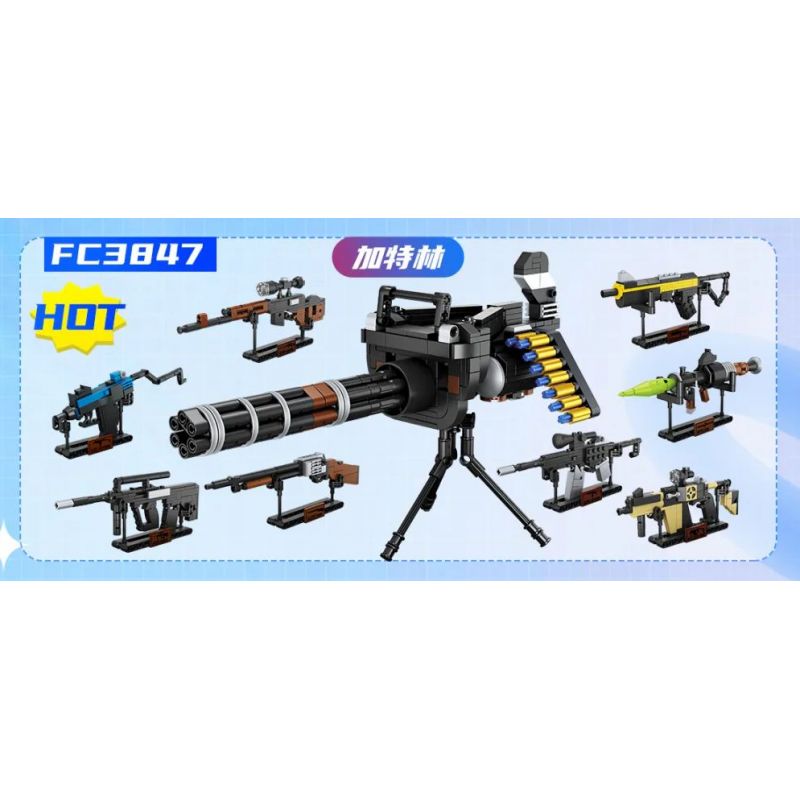FORANGE FC3847 3847 non  GATLING 8 KẾT HỢP bộ đồ chơi xếp lắp ráp ghép mô hình Gun Súng