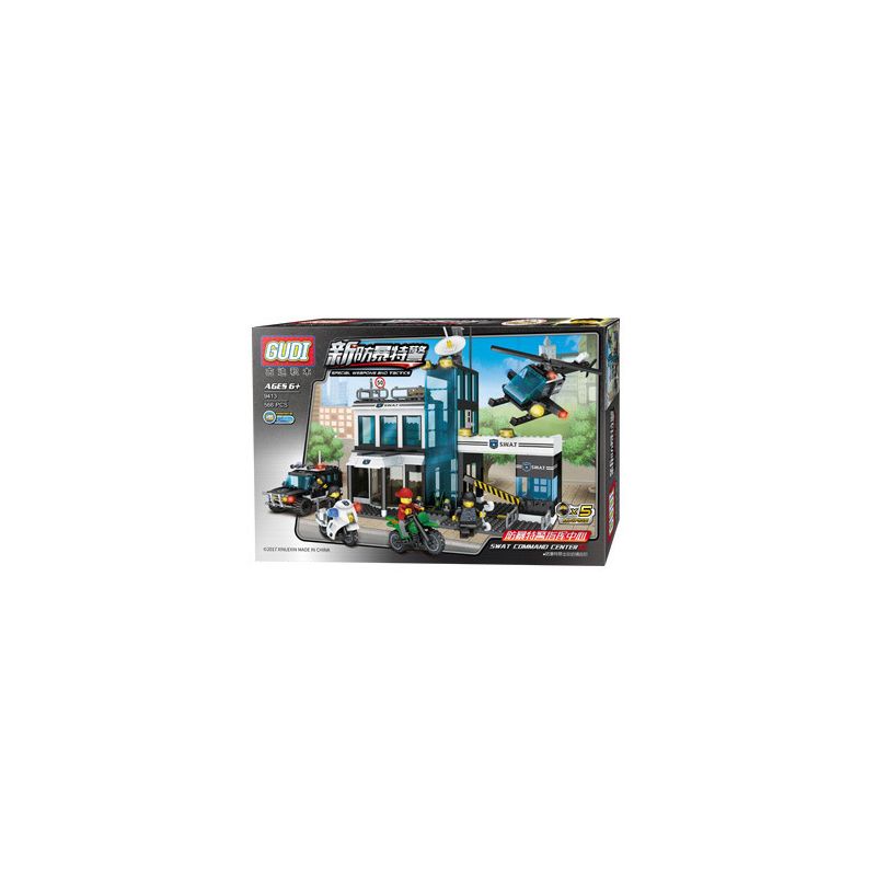 GUDI 9413 non Lego TRUNG TÂM CHỈ HUY CẢNH SÁT ĐẶC BIỆT CHỐNG CHÁY NỔ bộ đồ chơi xếp lắp ráp ghép mô hình 556 khối