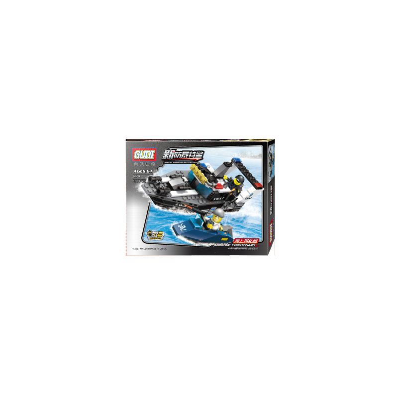 GUDI 9409 non Lego THUYỀN CHỐNG BUÔN LẬU bộ đồ chơi xếp lắp ráp ghép mô hình 166 khối