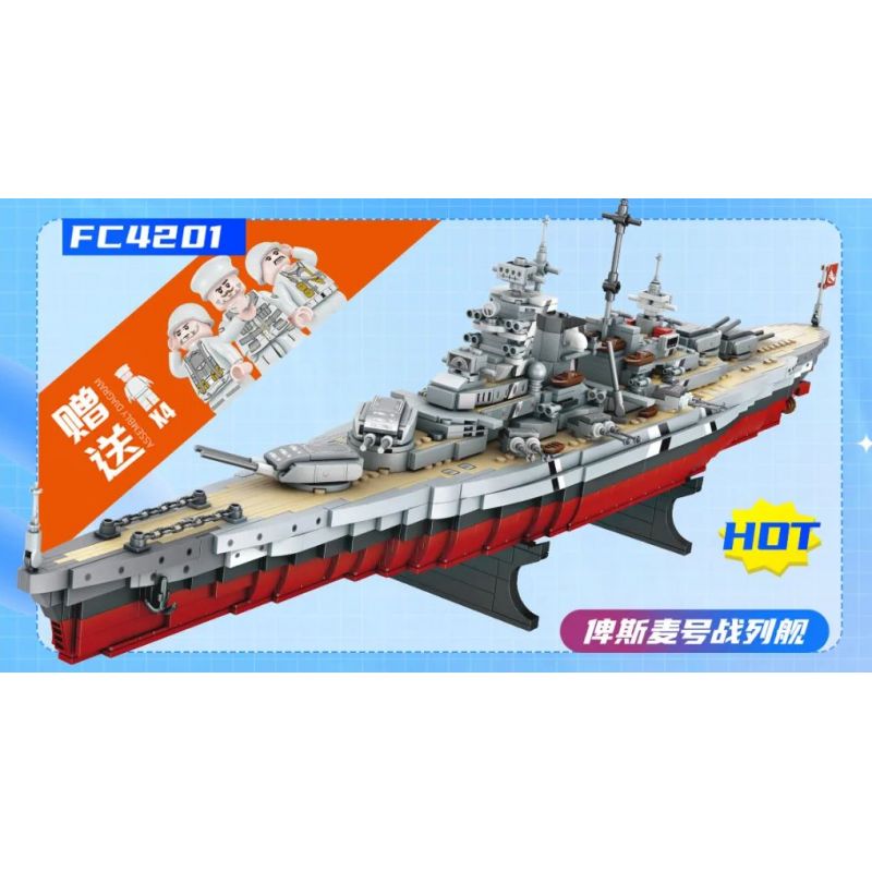 FORANGE FC4201 4201 non  CHIẾN HẠM BISMARCK bộ đồ chơi xếp lắp ráp ghép mô hình BISMARCK CLASS BATTLESHIP 2081 khối
