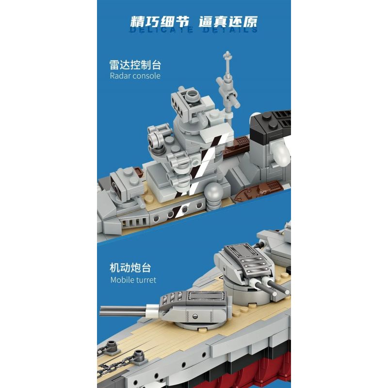 FORANGE FC4201 4201 non  CHIẾN HẠM BISMARCK bộ đồ chơi xếp lắp ráp ghép mô hình BISMARCK CLASS BATTLESHIP 2081 khối