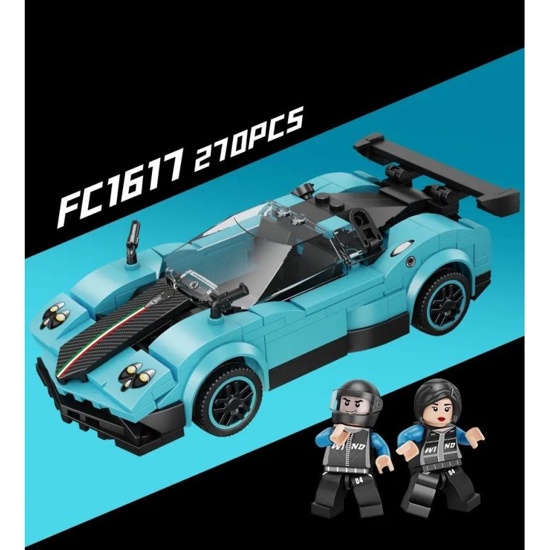 FORANGE FC1617 1617 non  SIÊU XE CỰC NHANH MÀU XANH LÙI bộ đồ chơi xếp lắp ráp ghép mô hình Mini Racing Pacemaker Đua Xe Mini 270 khối